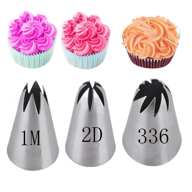 1Pcs Rose Pastry Nozzles Cake Decorating Tools Flower Icing Piping Nozzle Cream Cupcake Tips Baking Accessories #1M 2D 336