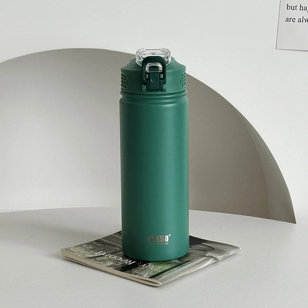 600ML/750ML Thermos Water Bottle with Straw Stainless Steel Car Thermal Sports Cup Keeps Cold and Heat Thermal Travel Mug
