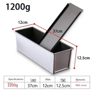 250G/450G/600G/750G/900G/1000G Aluminum Alloy Black Non-Stick Coating Toast Boxes Bread Loaf Pan Cake Mold Baking Tool with Lid