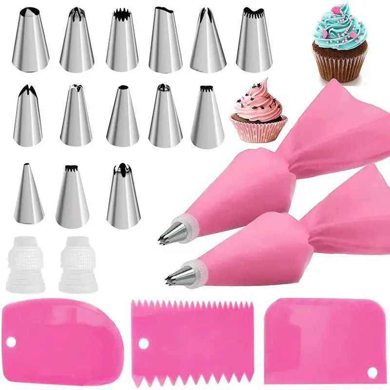 Stainless Steel Cake Decorating Nozzle Piping Bag Set Kitchen Confectionery Equipment Pastry Accessories Bakery Tool Kit