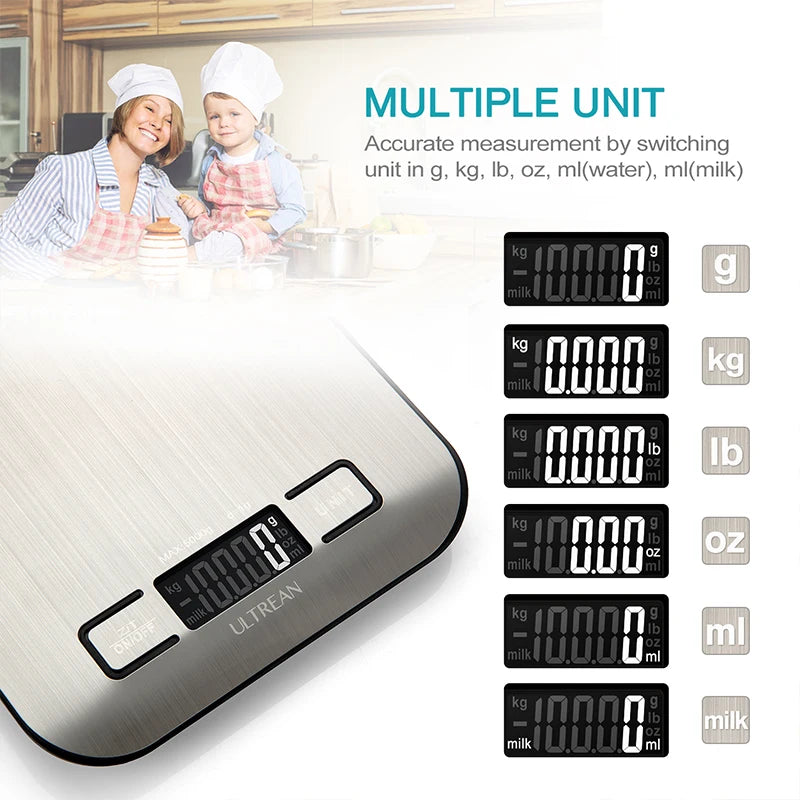 ULTREAN Digital Kitchen Scale 5000G/1G Multifunction Electric Food Scale LCD Display High Precise Waterproff Measuring Scale