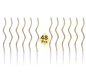 12/48Pcs/1Case Birthday Candles Spiral Cake Candles Long Thin Cake Candles for Wedding Party and Cake Decoration