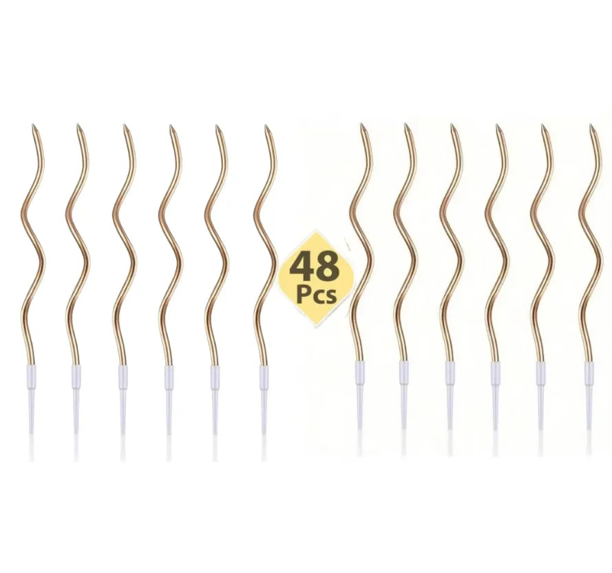 12/48Pcs/1Case Birthday Candles Spiral Cake Candles Long Thin Cake Candles for Wedding Party and Cake Decoration