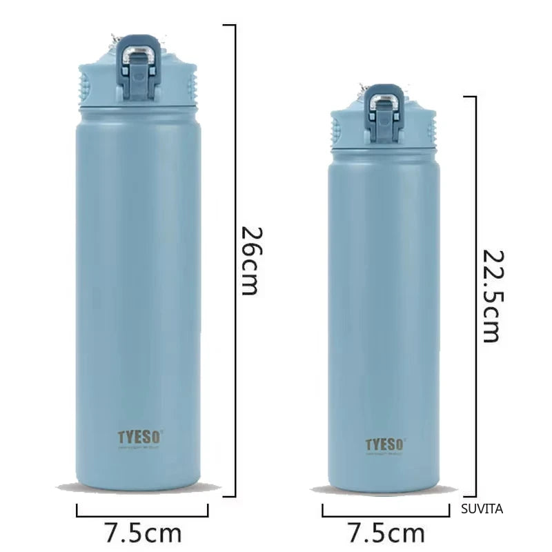 600ML/750ML Thermos Water Bottle with Straw Stainless Steel Car Thermal Sports Cup Keeps Cold and Heat Thermal Travel Mug