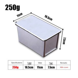 250G/450G/600G/750G/900G/1000G Aluminum Alloy Black Non-Stick Coating Toast Boxes Bread Loaf Pan Cake Mold Baking Tool with Lid
