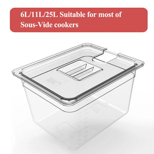 Sous Vide Cooker Container with Two Sizes 6L or 11L for Immersion Circulators Sous-Vide Machine Food Grade PC Material