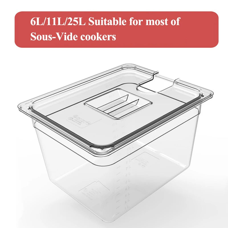 Sous Vide Cooker Container with Two Sizes 6L or 11L for Immersion Circulators Sous-Vide Machine Food Grade PC Material