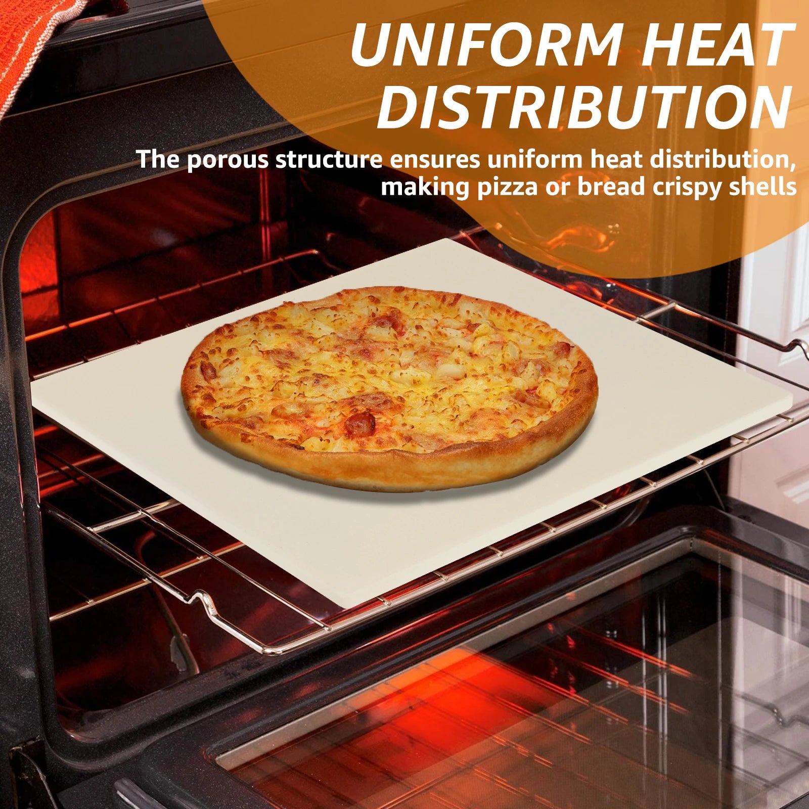 Square Pizza Stone 12Inch Heat Resistant Cordierite Pizza Baking Stone Bread Pan for Oven Grilling BBQ Cookies Pies Pastry Bread
