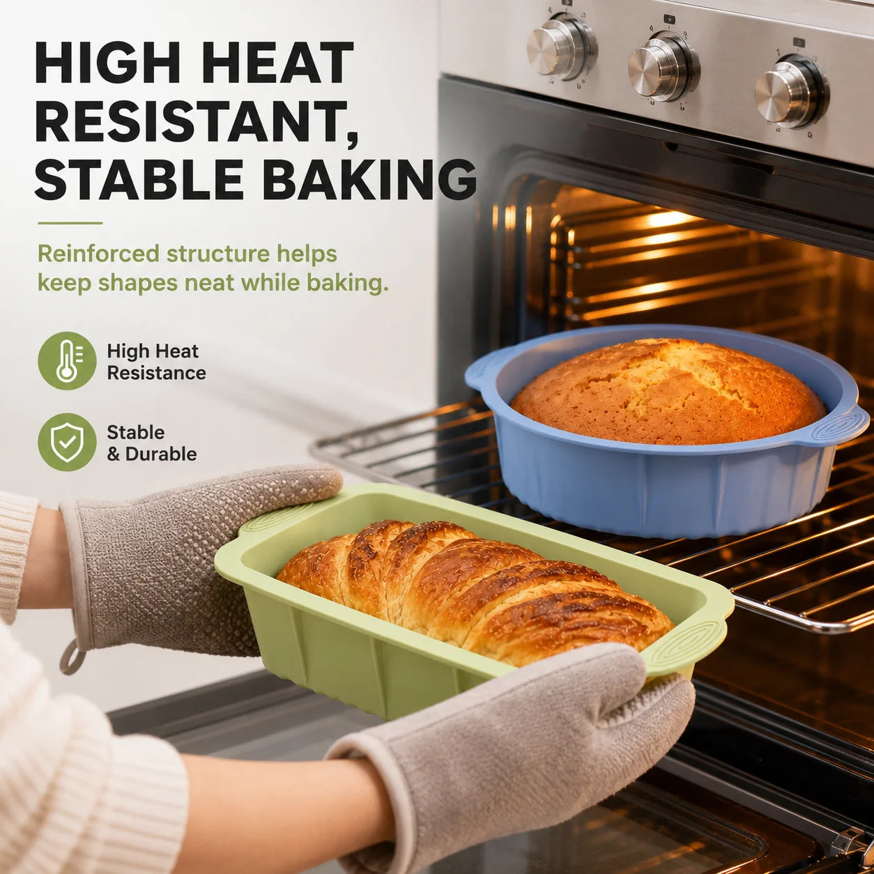 2 Pack Silicone Cake Pan and Loaf Pan Set Non Stick Baking Molds for Oven Air Fryer Accessories Food Grade Bread Bakeware