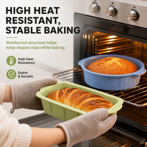2 Pack Silicone Cake Pan and Loaf Pan Set Non Stick Baking Molds for Oven Air Fryer Accessories Food Grade Bread Bakeware