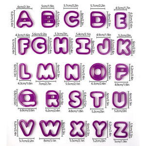 26Pcs Large Alphabet Cookie Cutters A-Z Letter Biscuit Fondant Cake Decoration Tools DIY Pastry Baking Cake Stamp Embosser Mould