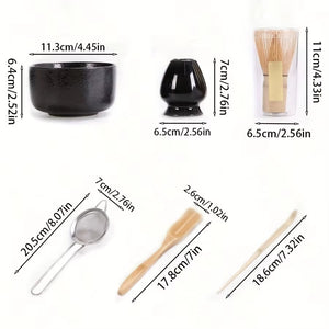 6Pcs/Set Japanese-Style Matcha Bowl , Spoon, Tea Whisk, Sieve Mesh, Perfect Gift for Ceremony, Traditional Decoration