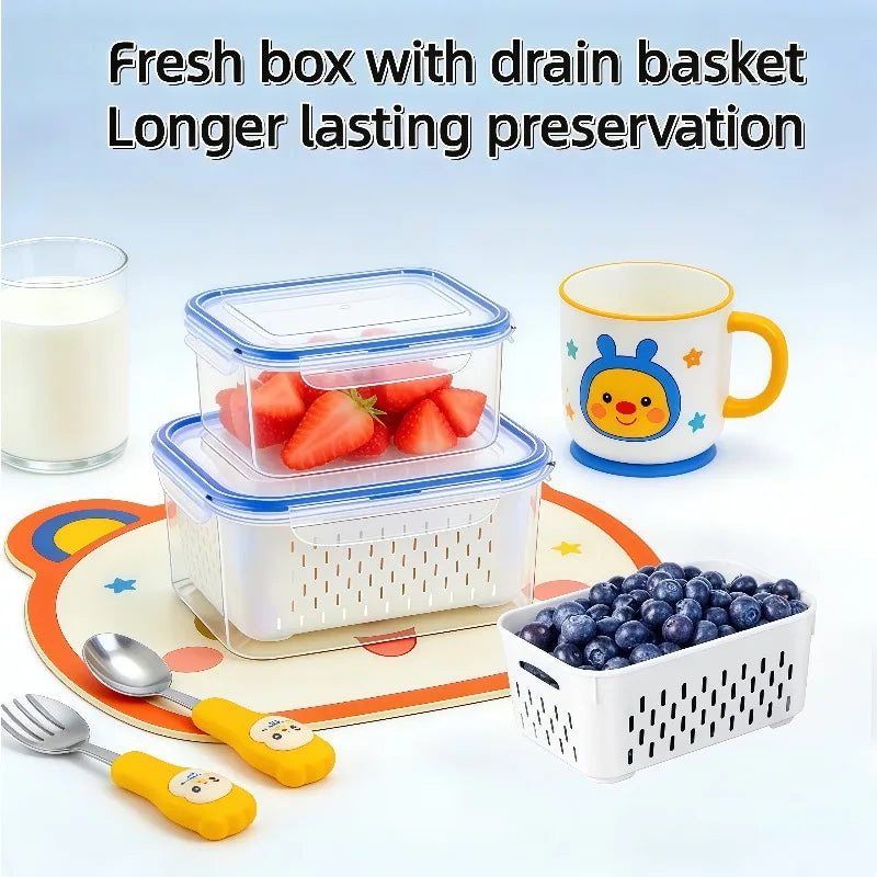 6Pcs/Set Large Capacity Fruit Storage Containers for Fridge with Removable Colander,Keep Berry Fruit Fresh Longer