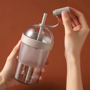 Coffee Cups with Lids Reusable 17Oz Drinkware with Lid and Straw Cold Drink Tumbler for Women Men Travelers Home Office Travel