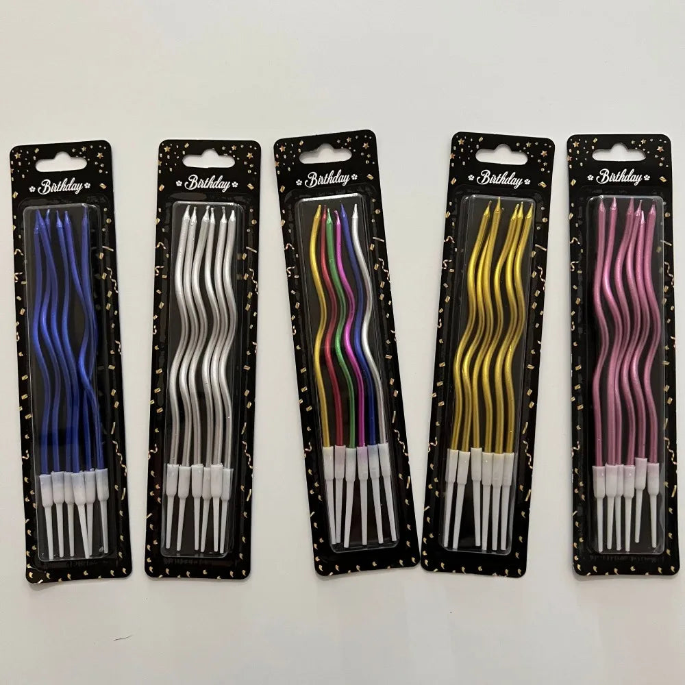 12/48Pcs/1Case Birthday Candles Spiral Cake Candles Long Thin Cake Candles for Wedding Party and Cake Decoration