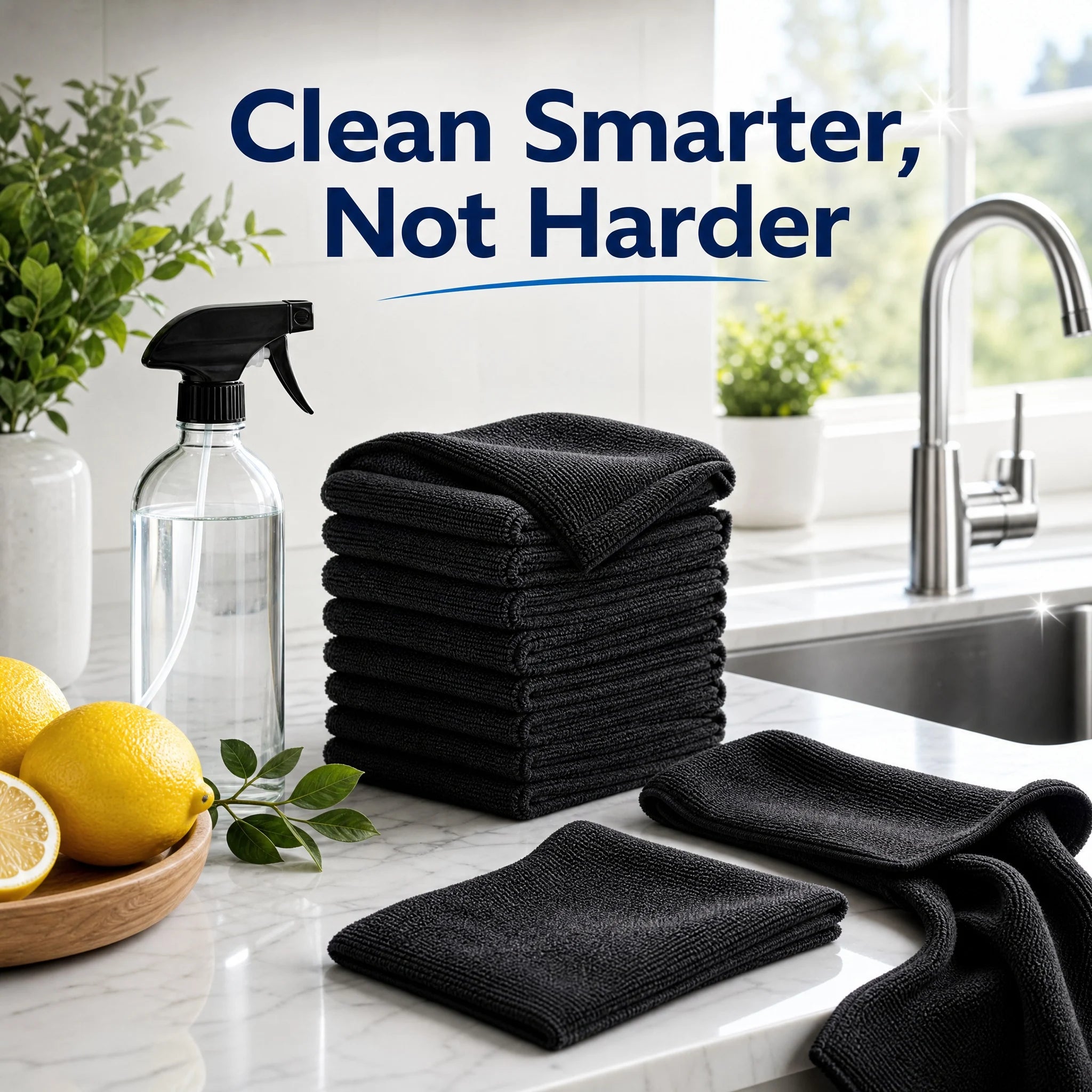 Heavy Duty Microfiber Cleaning Towels, 10 Pack, 25X25Cm, Ultra Soft & Highly Absorbent, Dry & Wet Use, Streak-Free Cleaning
