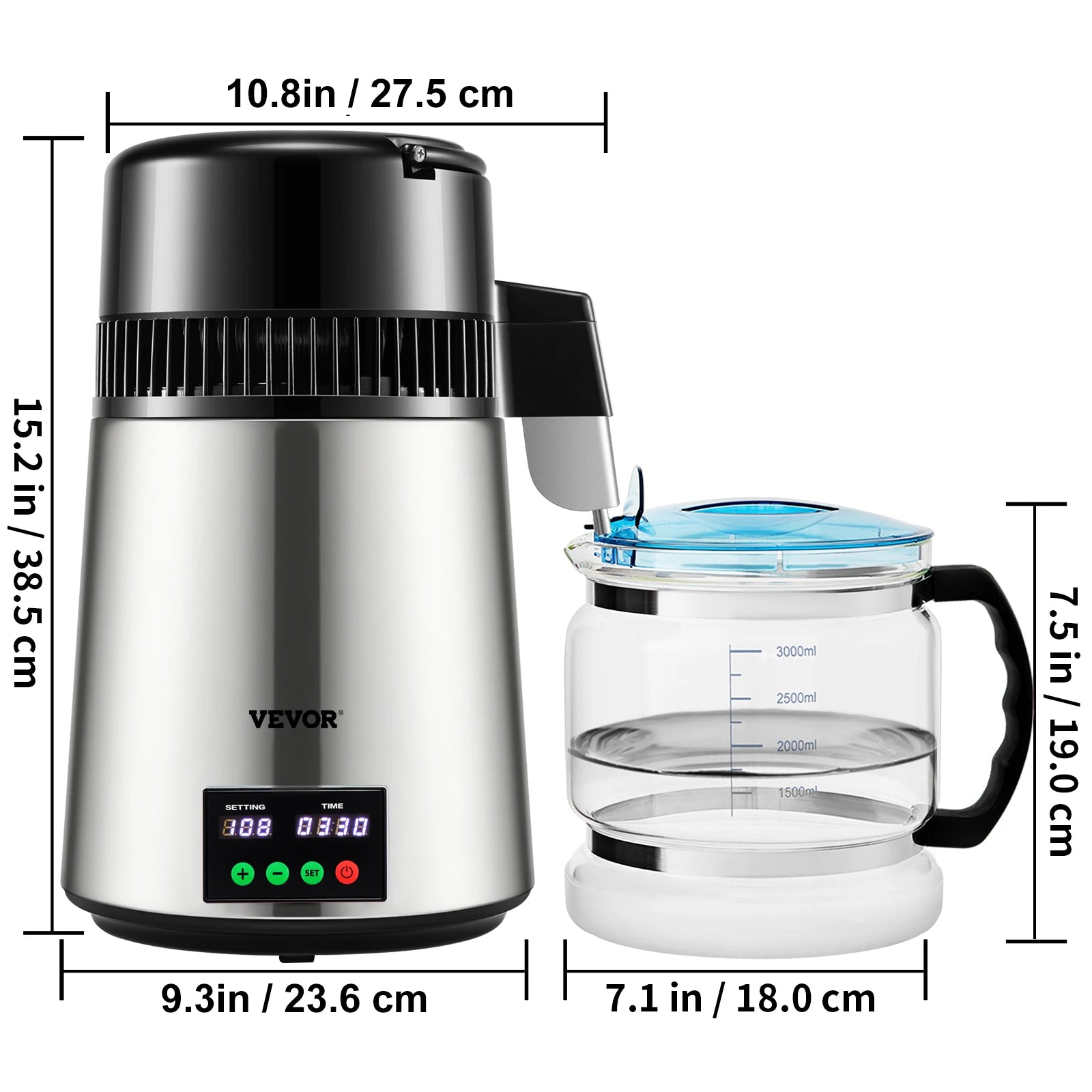 4L Water Distiller Purifier Filter 1 L/H Distilling Speed Dispenser Drinking Bottle Softener Touch Screen Home Use
