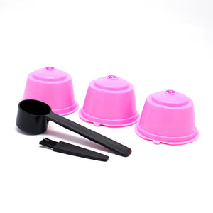 3Pcs Fit for Dolce Gusto Coffee Filter Cup Reusable Coffee Capsule Filters with Spoon Brush