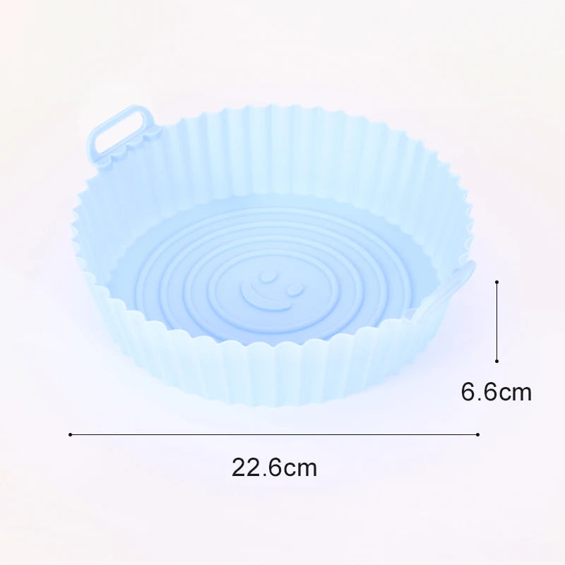 22Cm Silicone Air Fryers Oven Baking Tray Pizza Fried Chicken Airfryer Silicone Basket Reusable Airfryer Pan Liner Accessories
