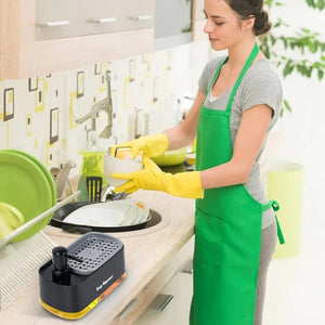 3 in 1 Kitchen Soap Dispenser Set with Dual Pump and Sponge Caddy Efficient Cleaning Organizer for Sink Area Countertop Storage