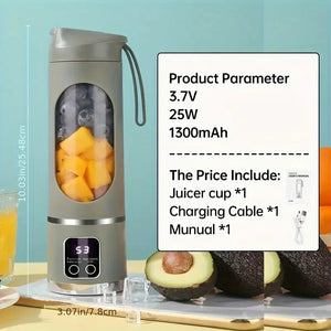 Portable Juicer, Handheld Blender, USB Charging Juice Maker, Suitable for Making Smoothies, Milkshakes, and Fruit Juices
