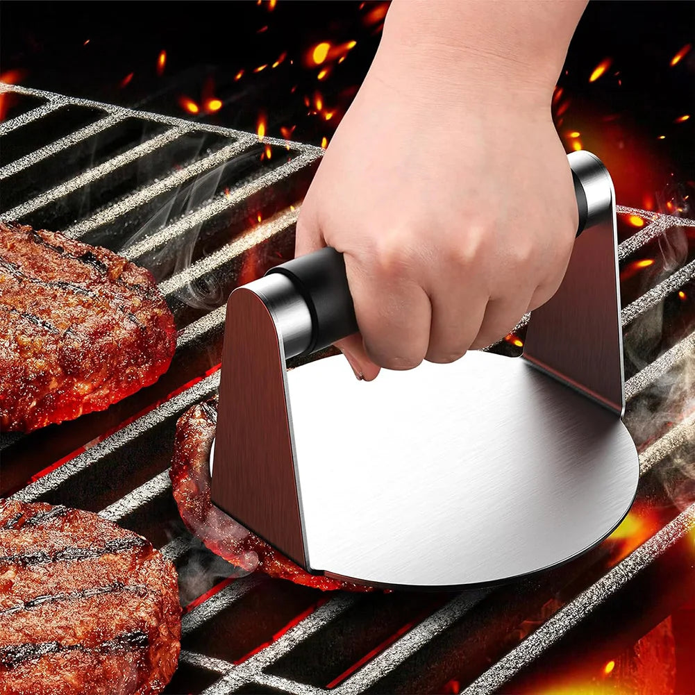 Burger Press, Hamburger Smasher Tool for Griddle, Stainless Steel Ham Patty Press with Anti-Scald Handle, 5.5" Non Stick Grill P