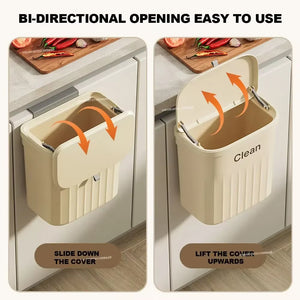 12L Kitchen Trash Can Wall Mounted Hanging Trash Bin with Lid Garbage Can for Cabinet under Sink Waste Garbage Compost Bin Trash