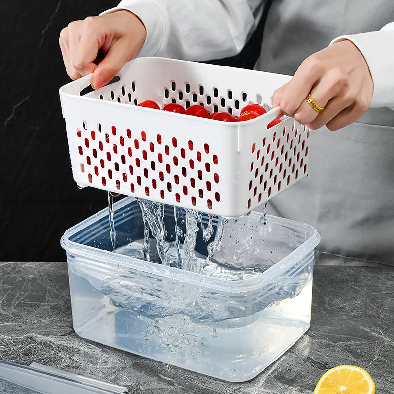 6Pcs/Set Large Capacity Fruit Storage Containers for Fridge with Removable Colander,Keep Berry Fruit Fresh Longer