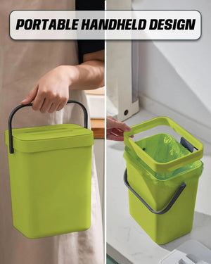 Hanging Plastic Trash Can, Compost Bin Indoor Kitchen Sealed, Odor-Free Food Scrap Container, Small Trash Can with Lid.