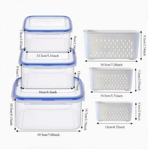 6Pcs/Set Large Capacity Fruit Storage Containers for Fridge with Removable Colander,Keep Berry Fruit Fresh Longer