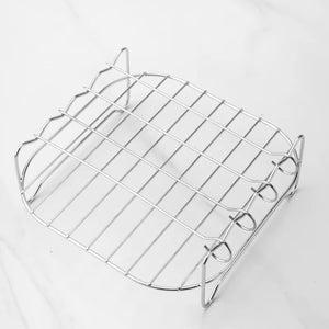 Outdoor Grill Set with Skewers Square Air Fryer Grill Steamer Stainless Steel Barbecue Bracket