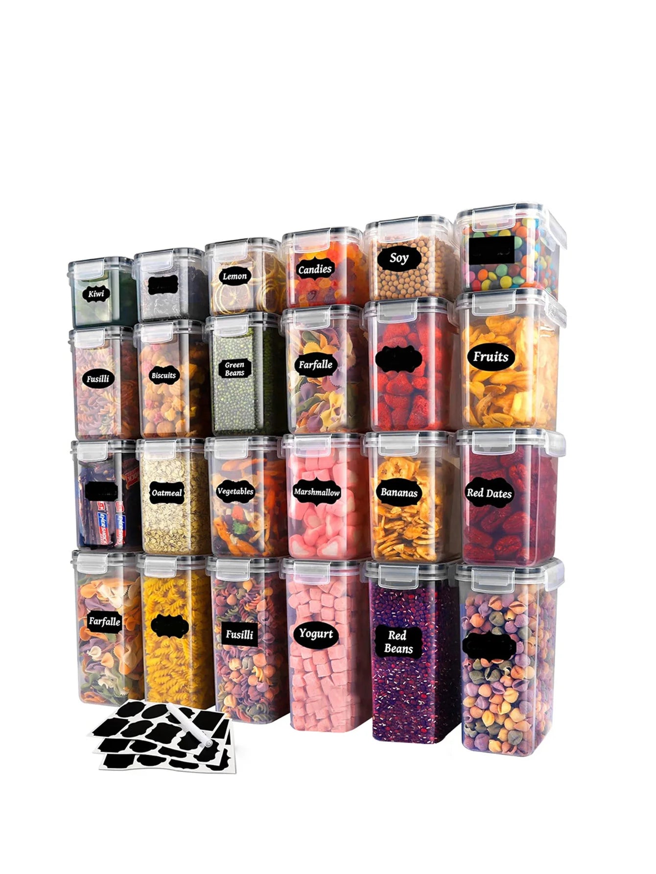 24/48Pcs, Sealed Food Storage Containers with Lids - Lunch Boxes Ideal for Organizing and Storing Grains, Rice, Pasta, Tea, Nuts