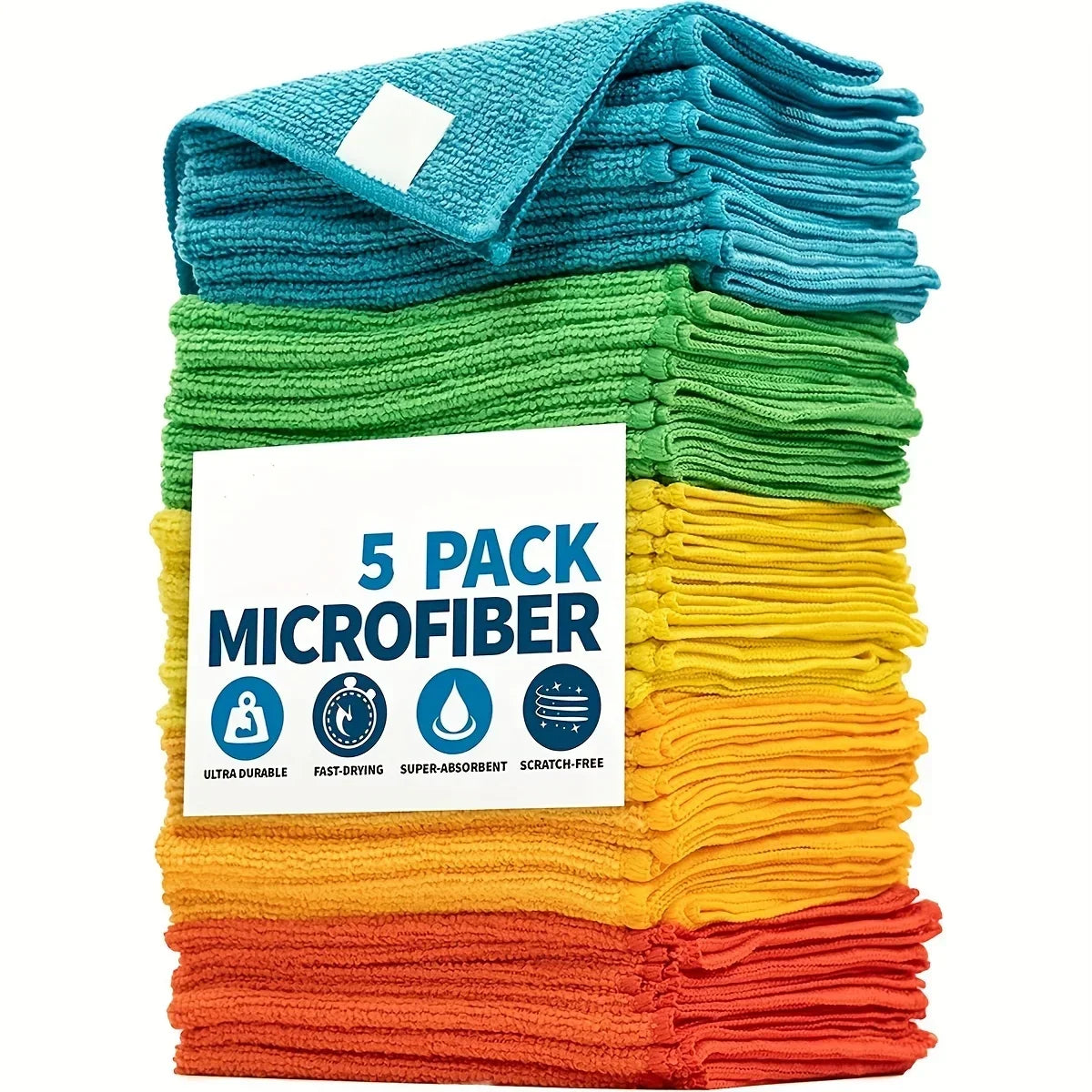10/5/3Pcs Microfiber Cleaning Cloth, Dishwashing Cloth Household Rag Kitchen Bathroom Cleaning Towel Durable Absorbent Towel