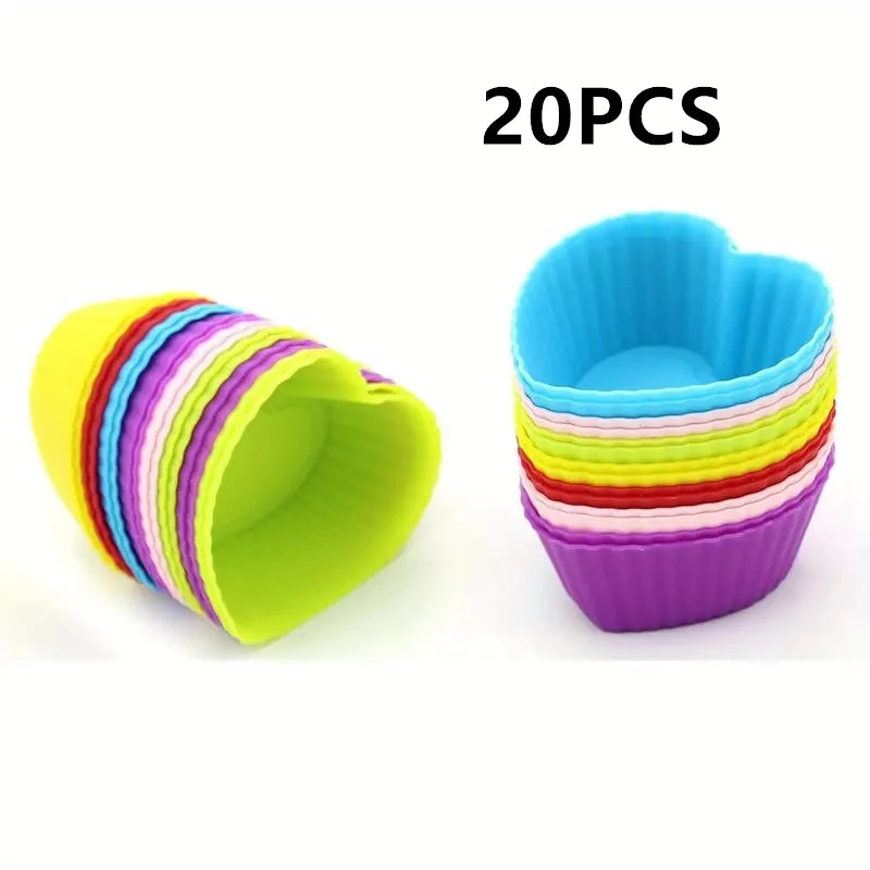 Silicone Cake Mold round Heart Shape Muffin Cupcake Baking Molds Home Kitchen Bakeware Baking Cups BPA Free Kitchen Gadgets ﻿