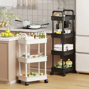 Hot 5-Tier Kitchen Storage Shelf, Mobile Trolley, Floor-Standing Multi-Layer Storage Rack, for Snacks, Fruits and Vegetables