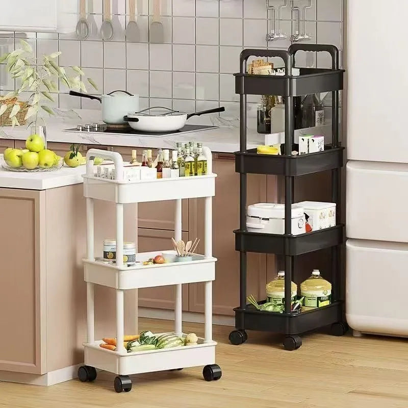 Hot 5-Tier Kitchen Storage Shelf, Mobile Trolley, Floor-Standing Multi-Layer Storage Rack, for Snacks, Fruits and Vegetables