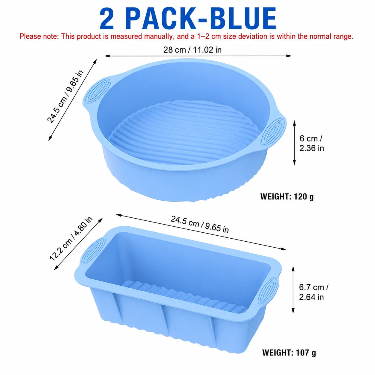 2 Pack Silicone Cake Pan and Loaf Pan Set Non Stick Baking Molds for Oven Air Fryer Accessories Food Grade Bread Bakeware