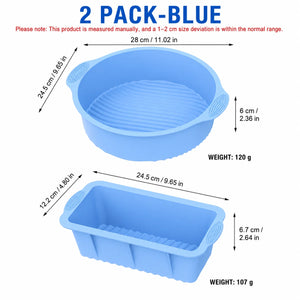 2 Pack Silicone Cake Pan and Loaf Pan Set Non Stick Baking Molds for Oven Air Fryer Accessories Food Grade Bread Bakeware