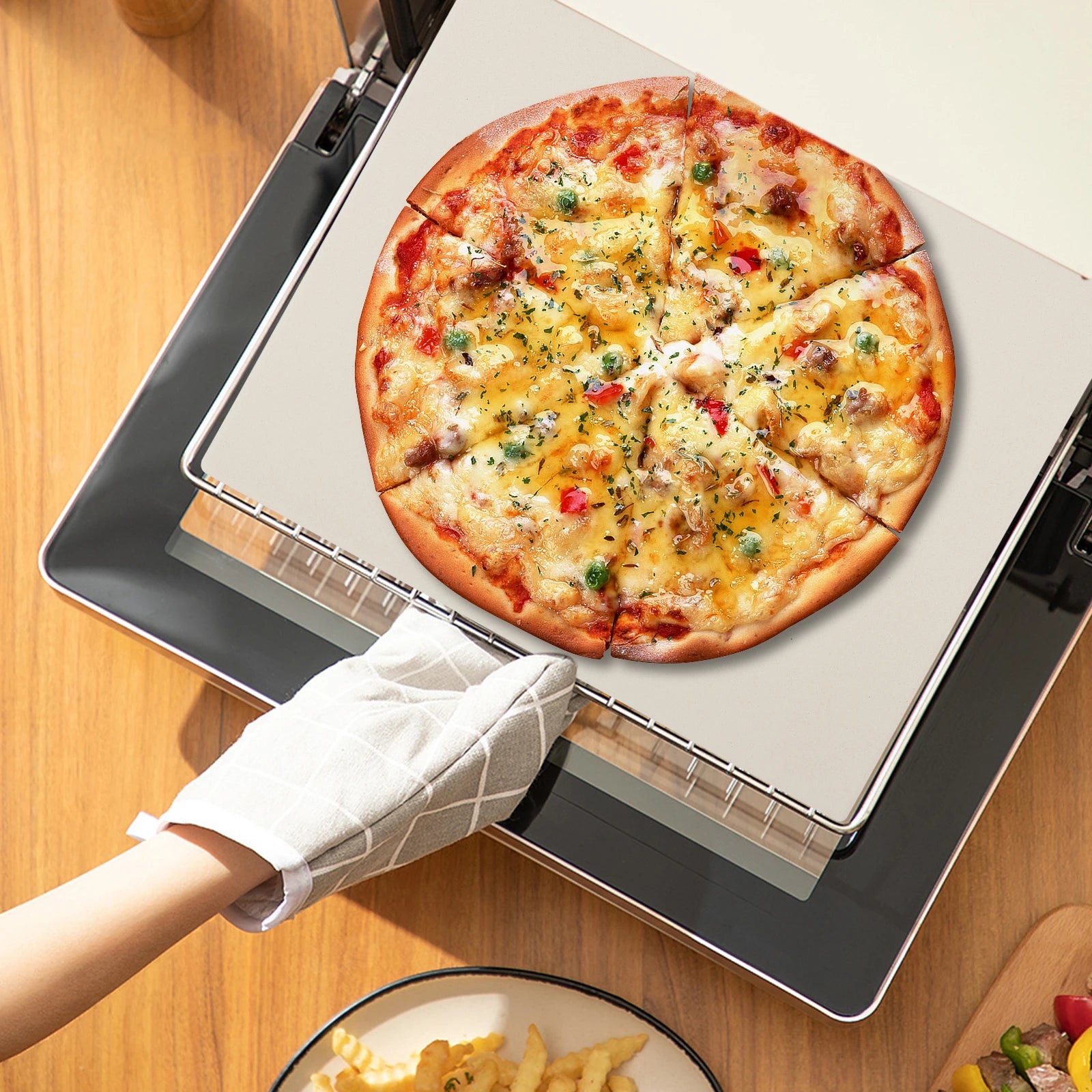 Square Pizza Stone 12Inch Heat Resistant Cordierite Pizza Baking Stone Bread Pan for Oven Grilling BBQ Cookies Pies Pastry Bread