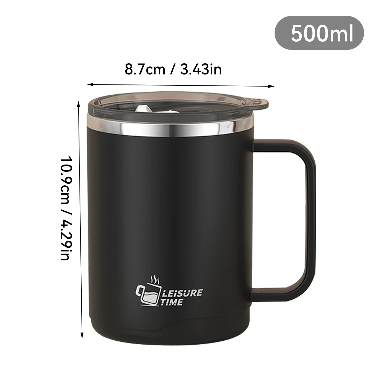 Double Wall Insulated Coffee Mug 304 Stainless Steel Milk Coffee Cup with Handle Leak-Proof Drinking Cup Adult Student Drinkware