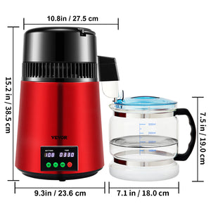 4L Water Distiller Purifier Filter 1 L/H Distilling Speed Dispenser Drinking Bottle Softener Touch Screen Home Use