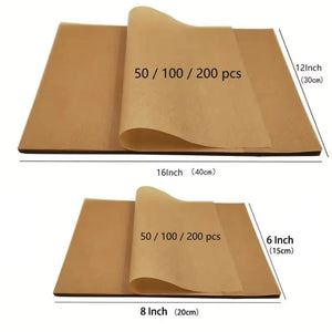 200/100/50PC Baking Paper Non-Stick Parchment Baking Sheet for Oven Air Fryer Grilling Mat Paper Food Wrapping Paper Baking Tool