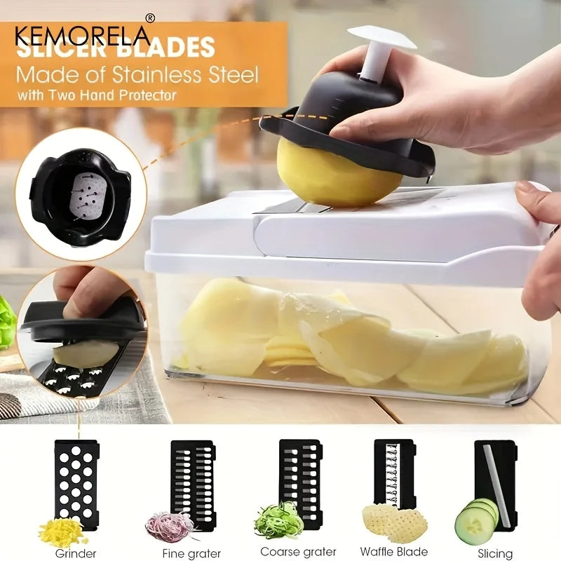 22In1/ 15In1 Multifunctional Vegetable Cutter Handheld Food Grater, Veggie Slicer, Chopper with Container, Onion Mince Cutter