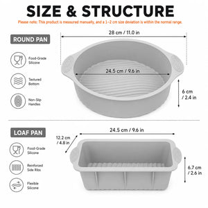 2 Pack Silicone Cake Pan and Loaf Pan Set Non Stick Baking Molds for Oven Air Fryer Accessories Food Grade Bread Bakeware