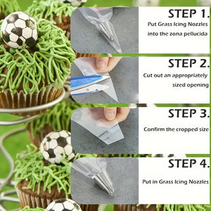 3Pcs Stainless Steel Cake Decorating Set Seamless Icing Tips&Grass Piping Nozzles Ideal for DIY Cake Decorating Baking Supplies