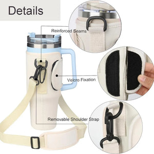 Water Bottle Carrier Bag for Stanley 40Oz Tumbler with Handle Water Bottle Holder with Adjustable Shoulder Strap with Pocket