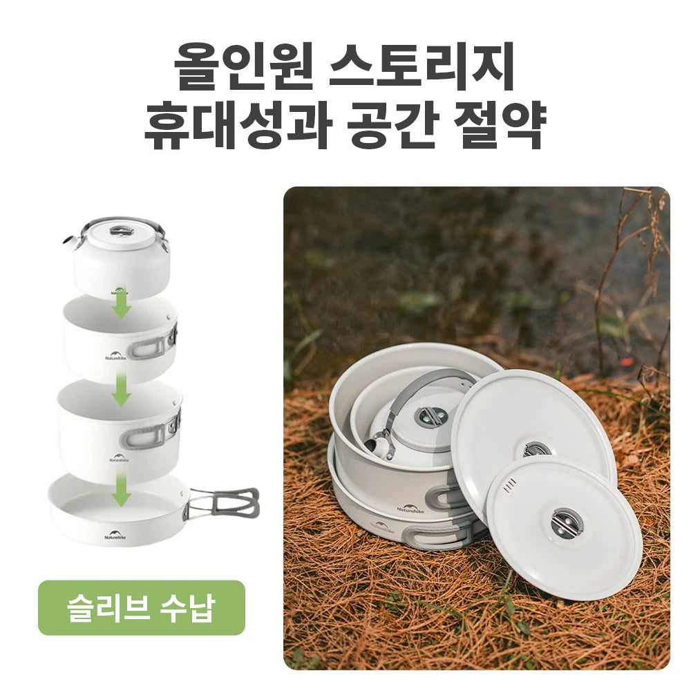 Ceramic Non-Stick Set of Pots Camping Cookware Kit Outdoor Frying Pan Kettle Picnic Tableware Kitchen Utensils