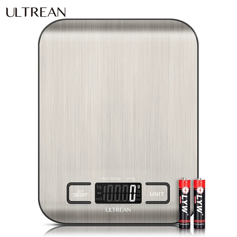 ULTREAN Digital Kitchen Scale 5000G/1G Multifunction Electric Food Scale LCD Display High Precise Waterproff Measuring Scale