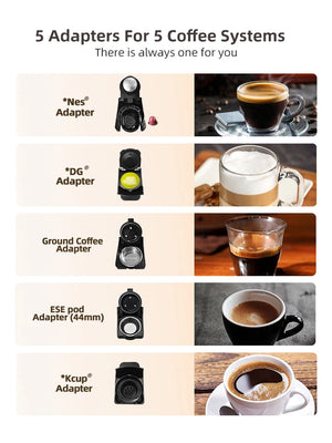 Multiple Capsule Coffee Machine, Hot/Cold Dolce Gusto Milk Nespresso Capsule ESE Pod Ground Coffee Cafeteria 20Bar 5 in 1