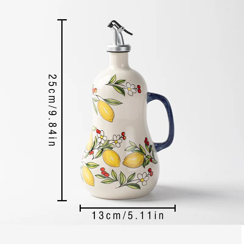Bpa-Free Olive Oil Dispenser Underglaze Embossed Ceramic Oil Vinegar Can Kitchen Accessories Storage Dispenser Container Bottle